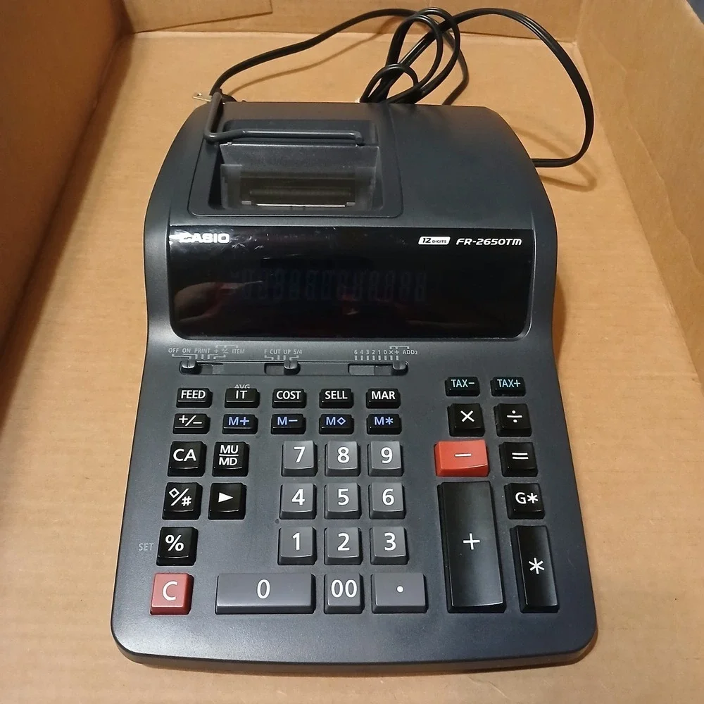 Casio FR-2650TM Printing Calculator 12 Digit Adding Machine Tax Exchange Decimal